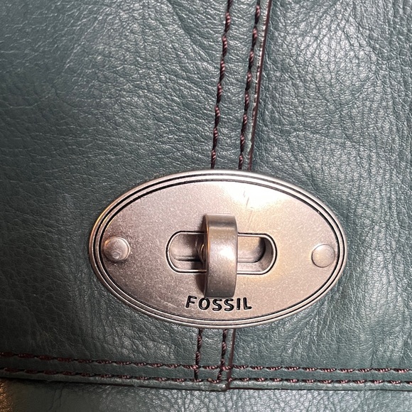 Fossil Dark Green/Blue Leather Crossbody Bag - Picture 2 of 11